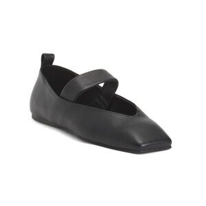 TONY BIANCO Black Nappa Leather Hawaii Mary Jane Square Toe Flats